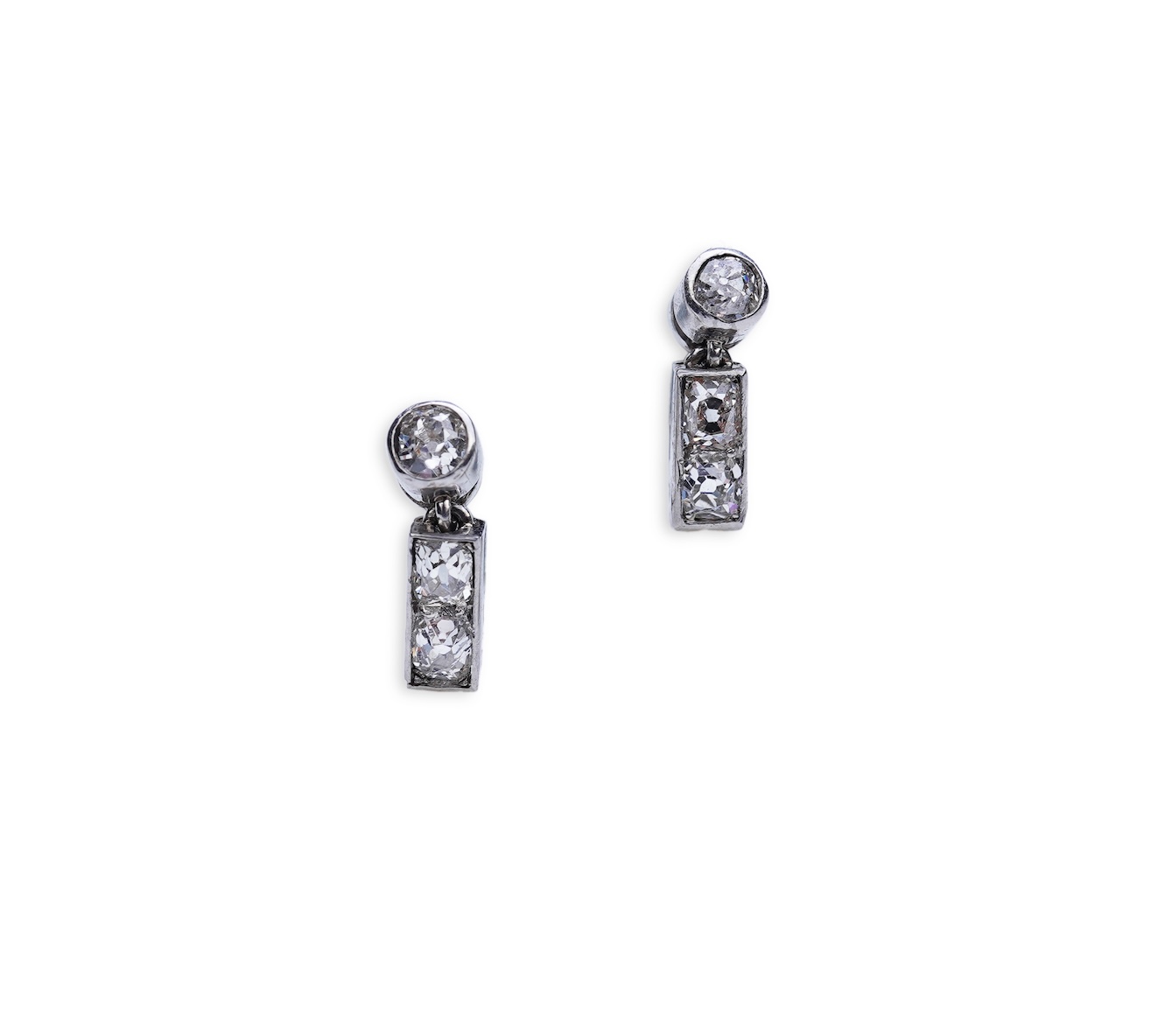 A pair of diamond earrings, early 20th century composite